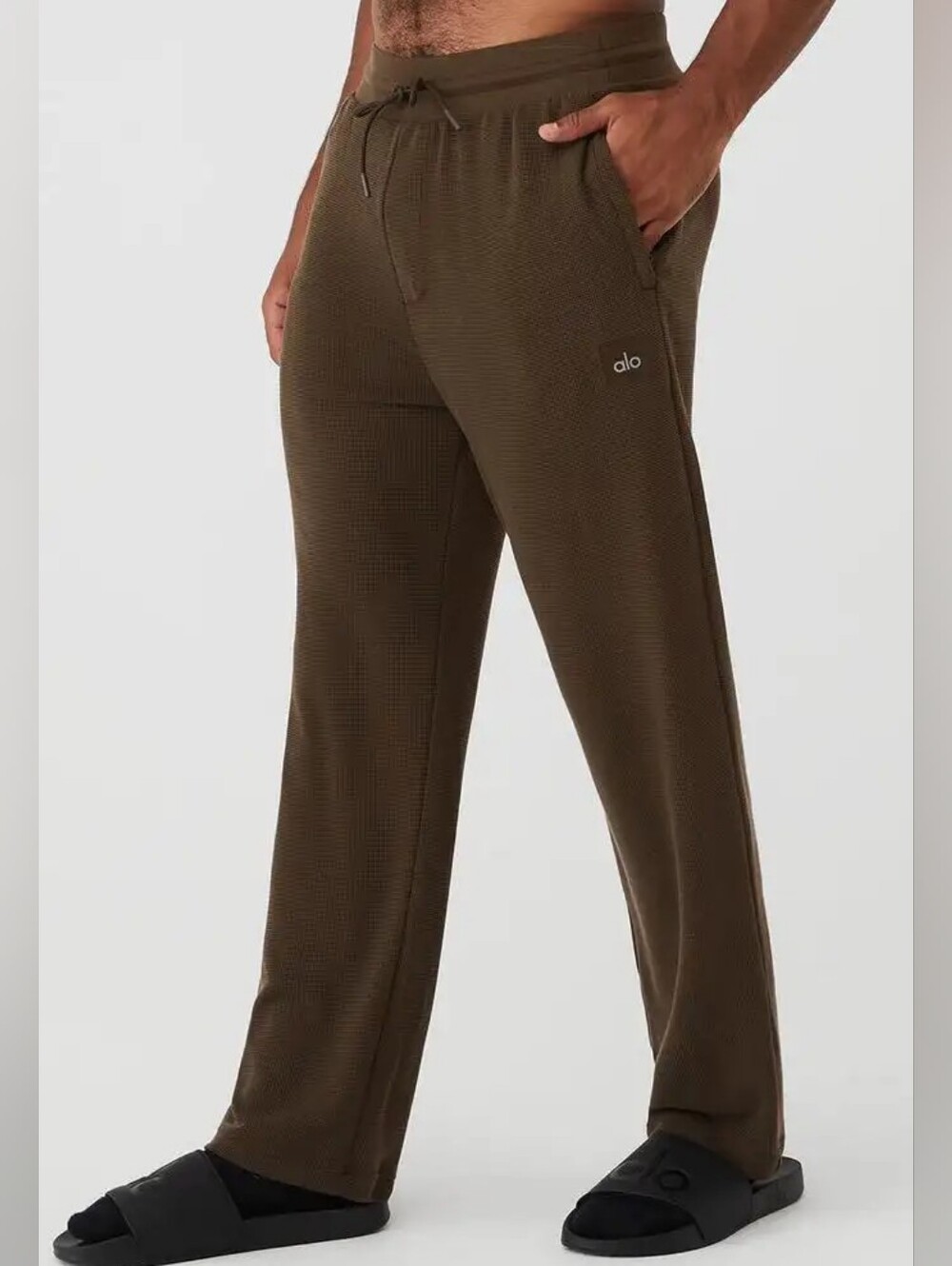 Alo Yoga Micro Waffle Fast Break Sweatpant Espresso 2XL NWOT
